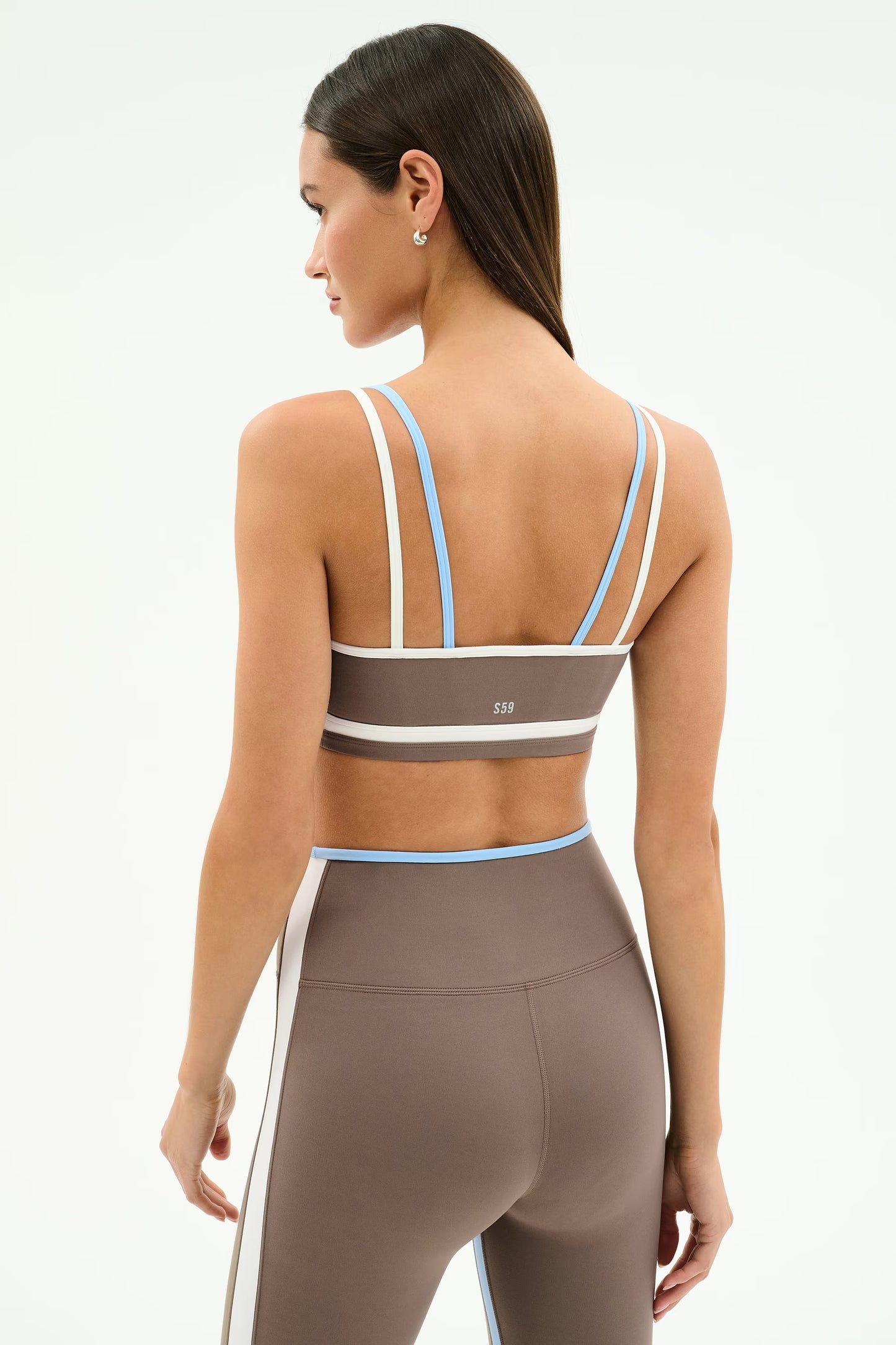 Splits59 Eva Rigor Double Strap Bra in Lentil/White