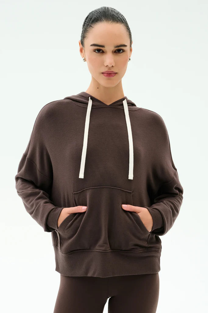 Splits59 Joey Long Sleeve Hoodie in Dark Chocolate