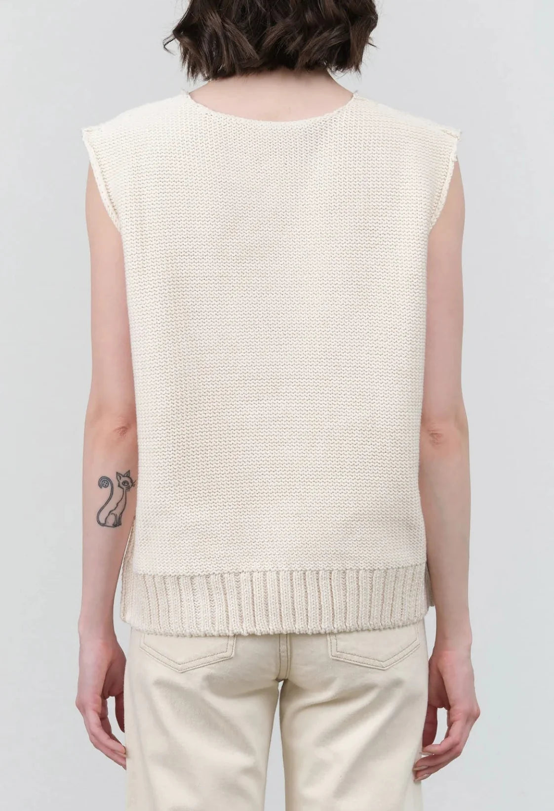 NSF Catalina Sleeveless Sweater Top in Soft White