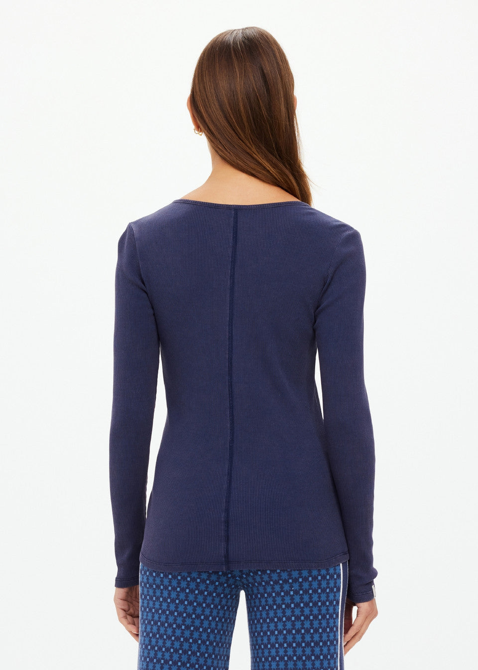 The Upside Ness Ribbed Long Sleeve in Washed Denim