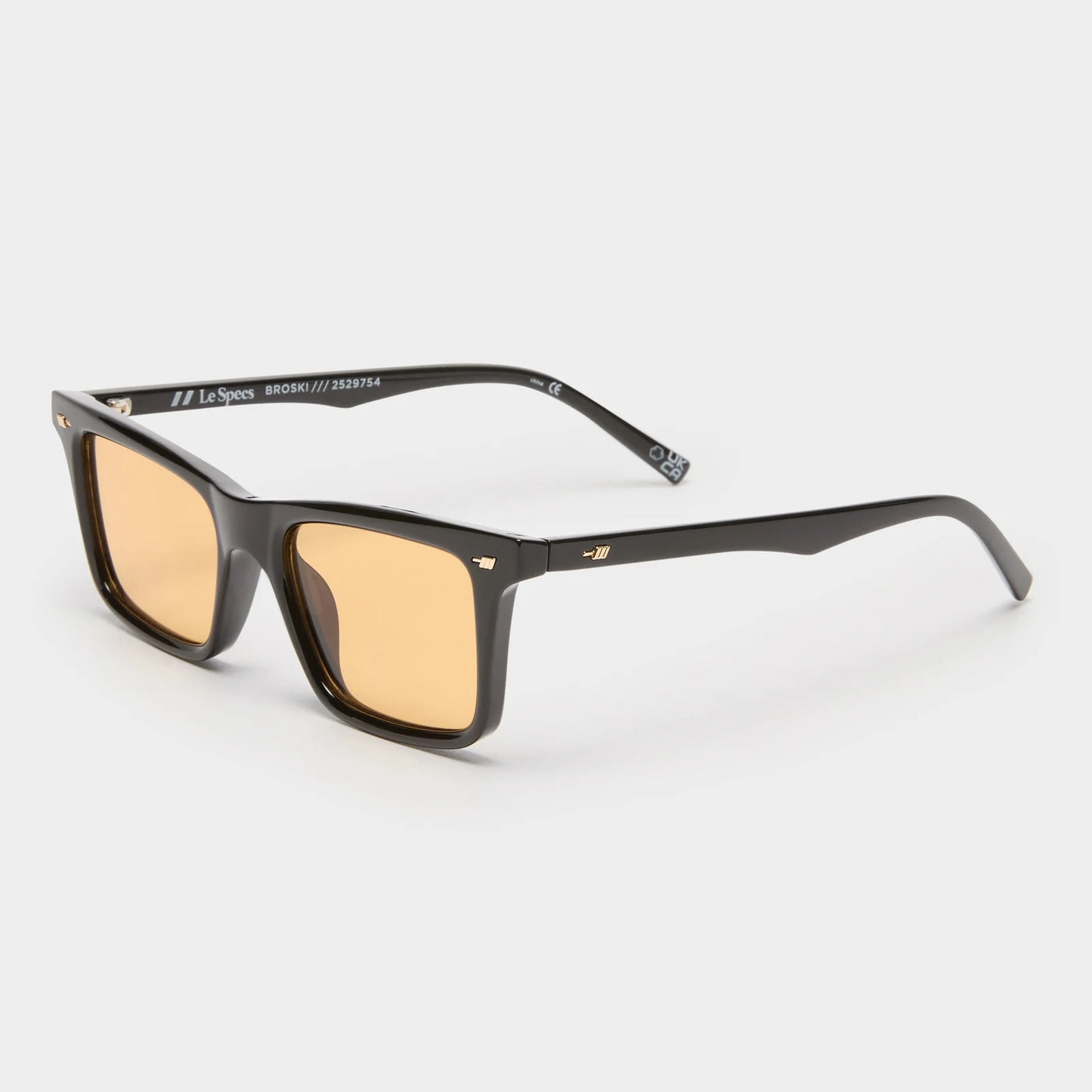 Le Specs Broski Sunglasses in Black with Amber Tint