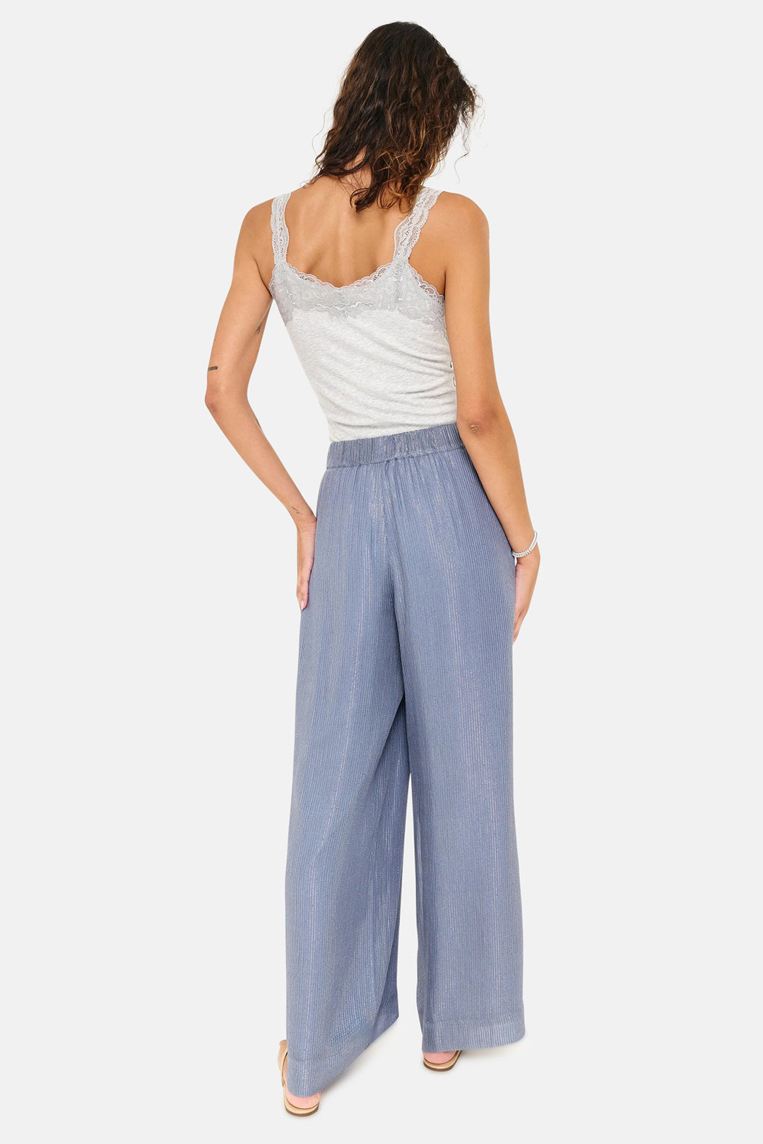 CAMI NYC Medina Metallic Chiffon Pant in Bluebird