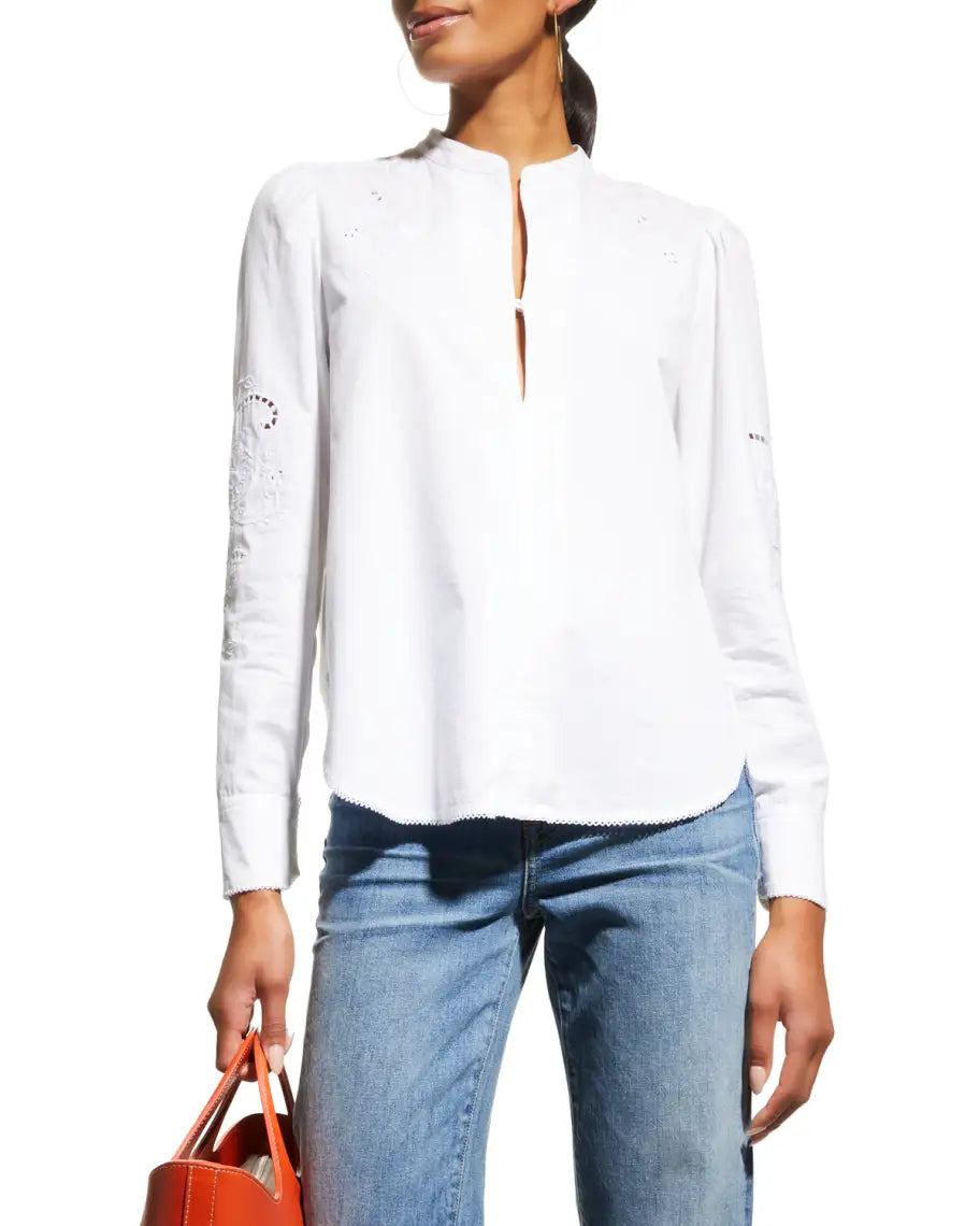 Rag & Bone Jade Long Sleeve Blouse in White