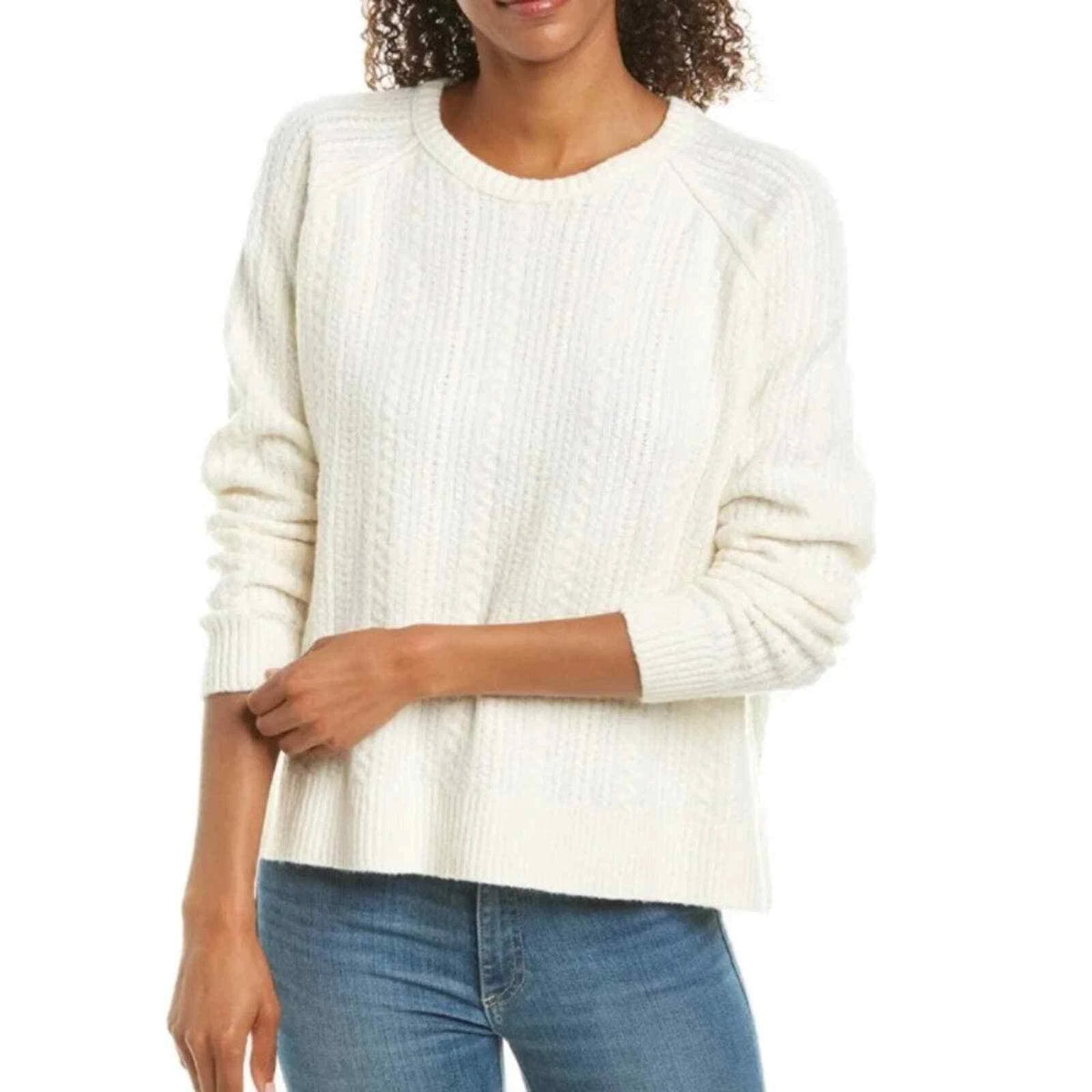 ATM Cabled Crewneck Sweater in Ivory