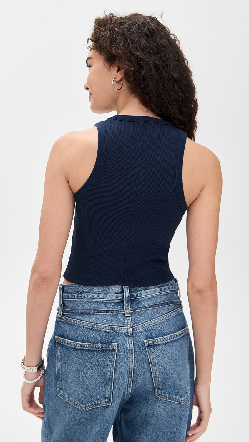 Sold Out NYC The Cropped Not So Basic Tank in Navy