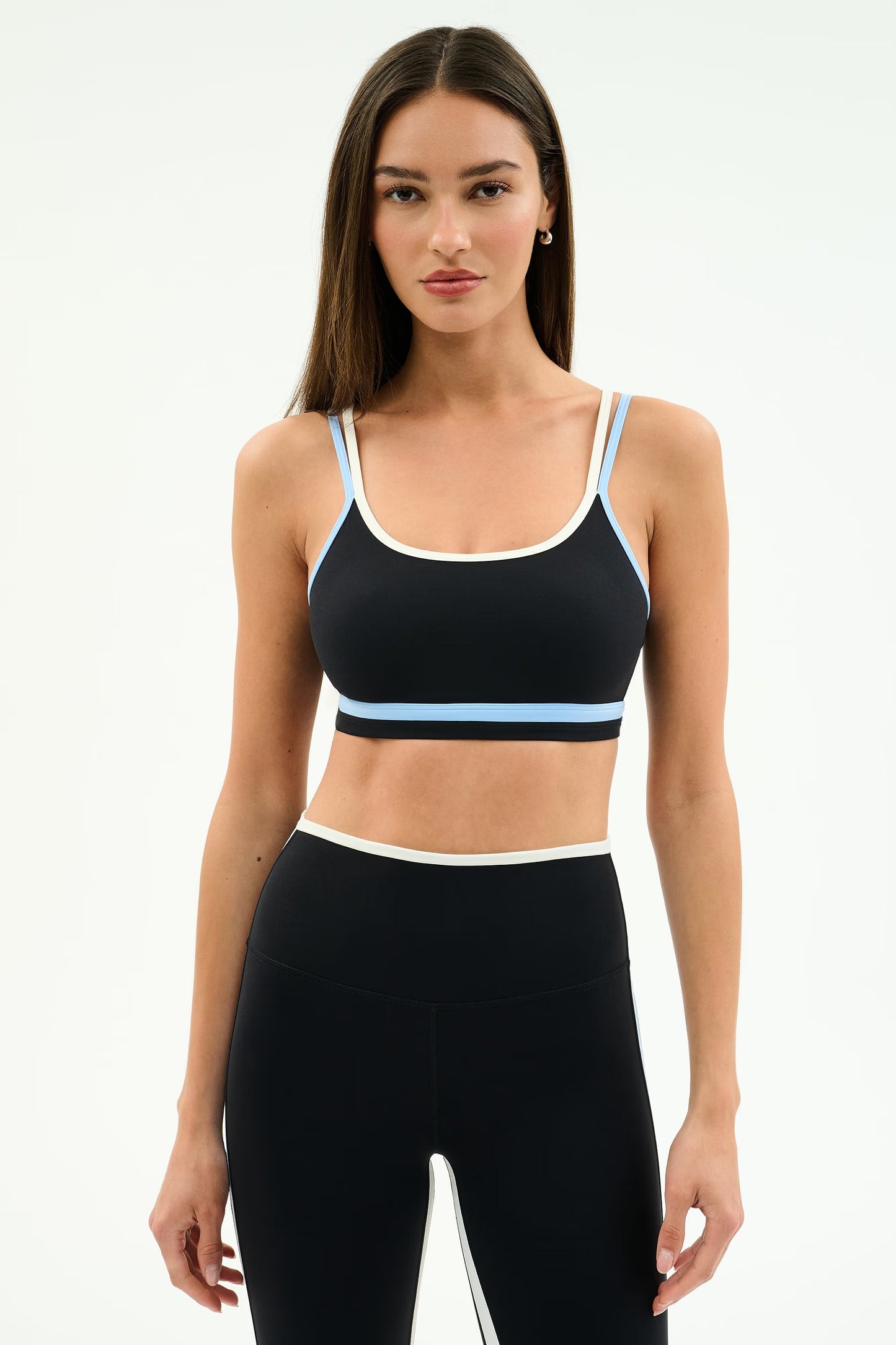 Splits59 Eva Rigor Double Strap Bra in Black/Skylight