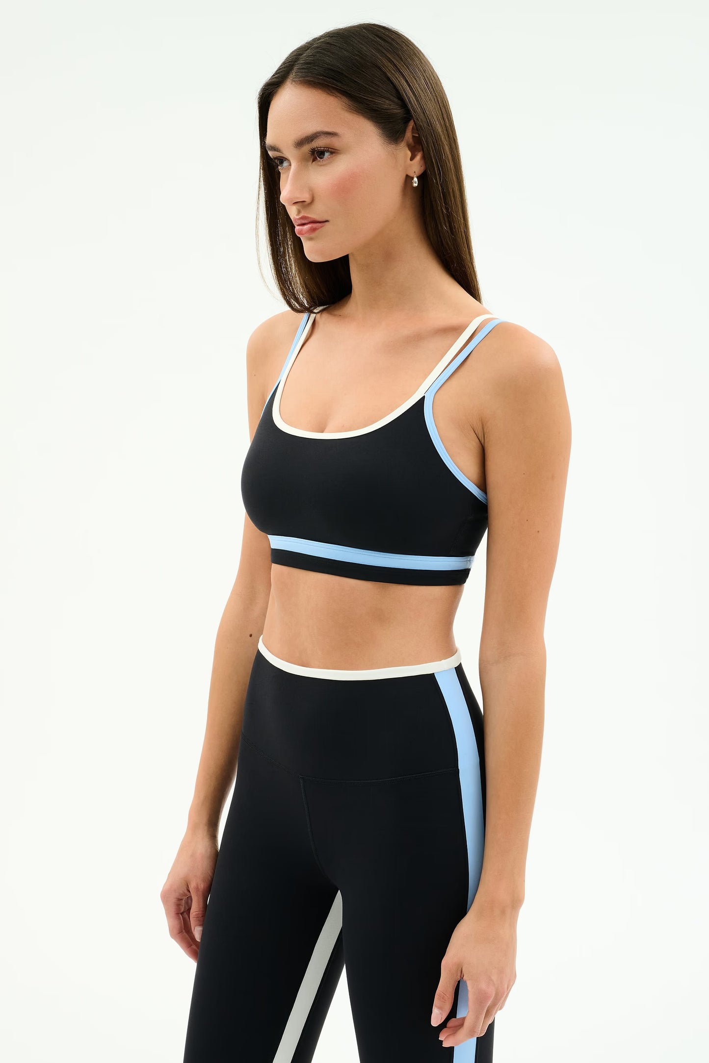 Splits59 Eva Rigor Double Strap Bra in Black/Skylight