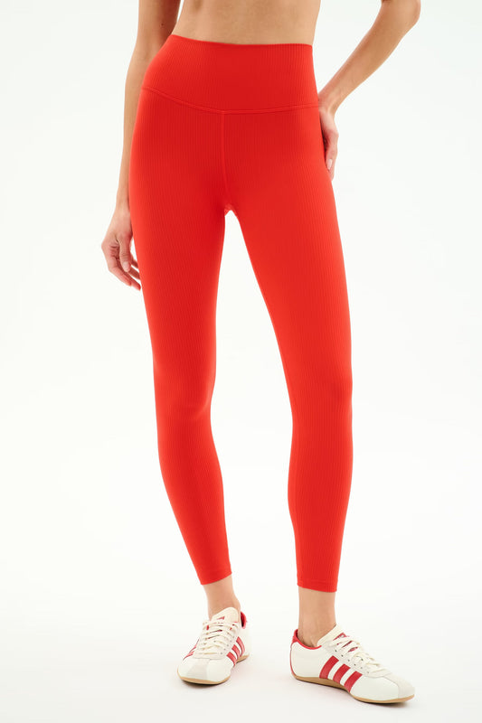 Splits59 Airweight Rib High Waist 7/8 Legging in Lotus Red