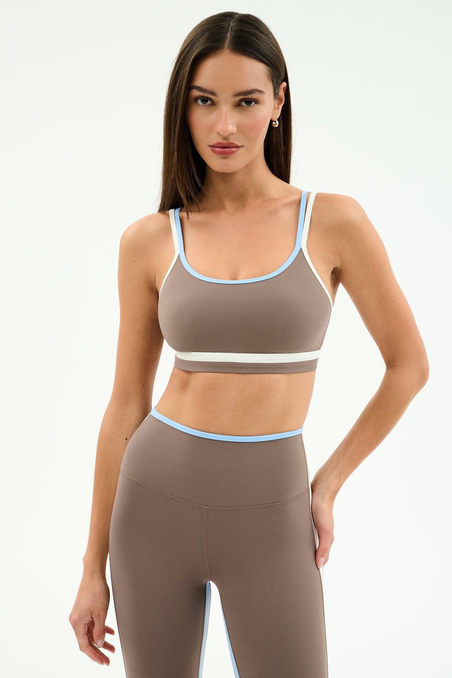Splits59 Eva Rigor Double Strap Bra in Lentil/White