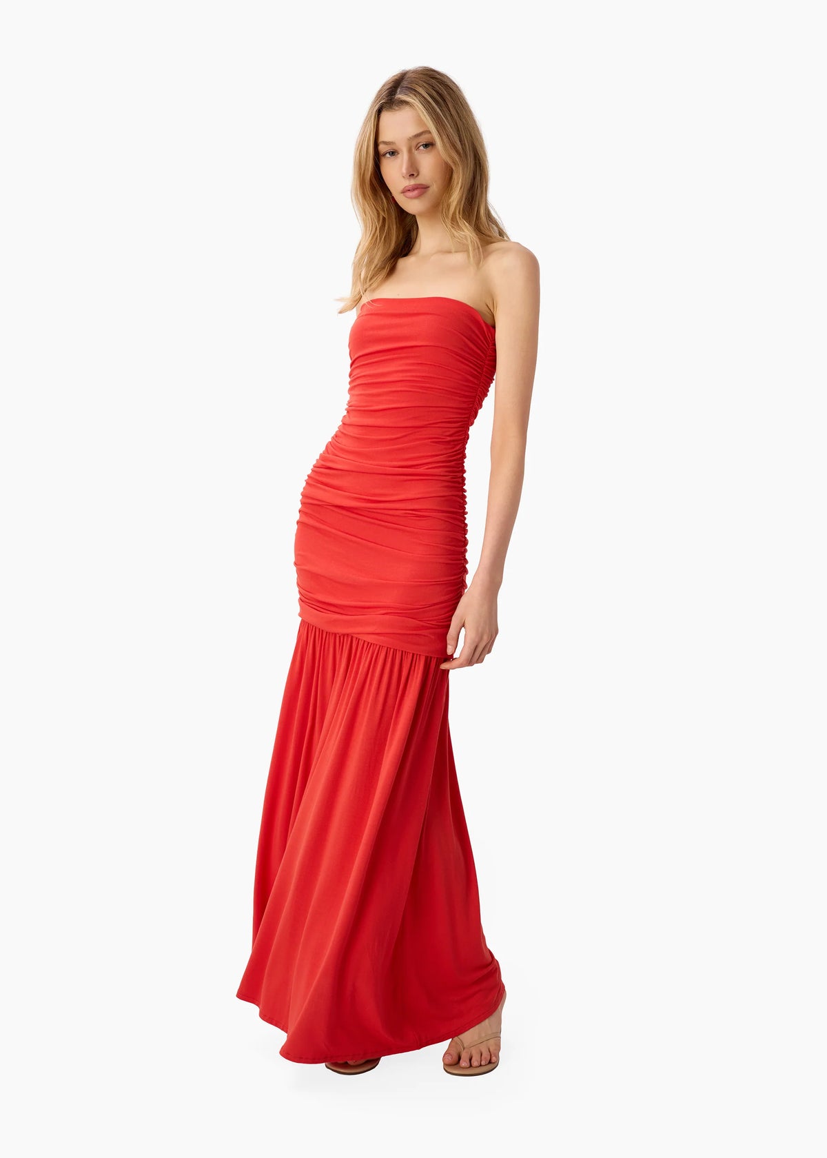 CAMI NYC Waverly Strapless Dress in Goji