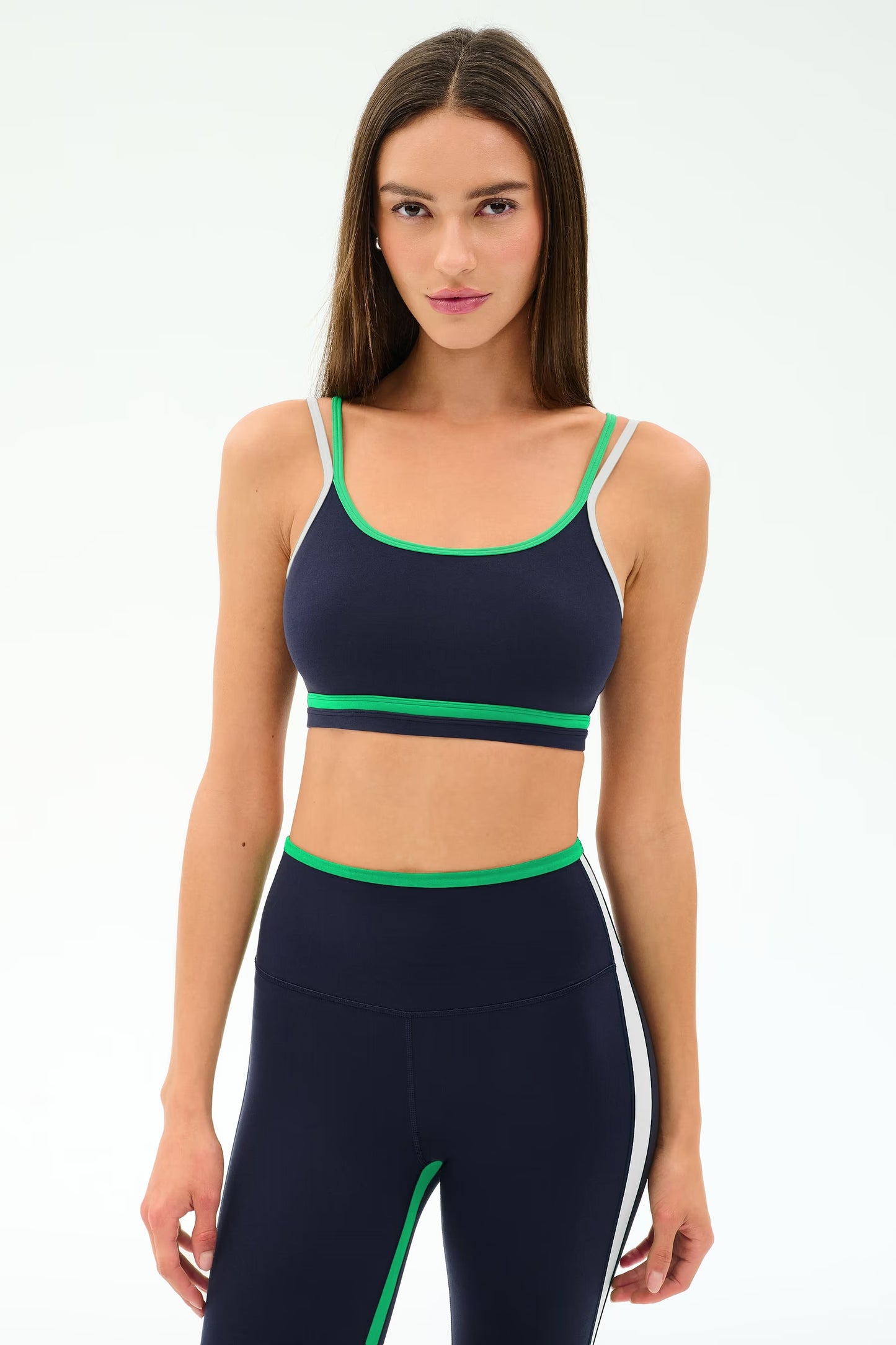 Splits59 Eva Rigor Double Strap Bra in Indigo/Spearmint