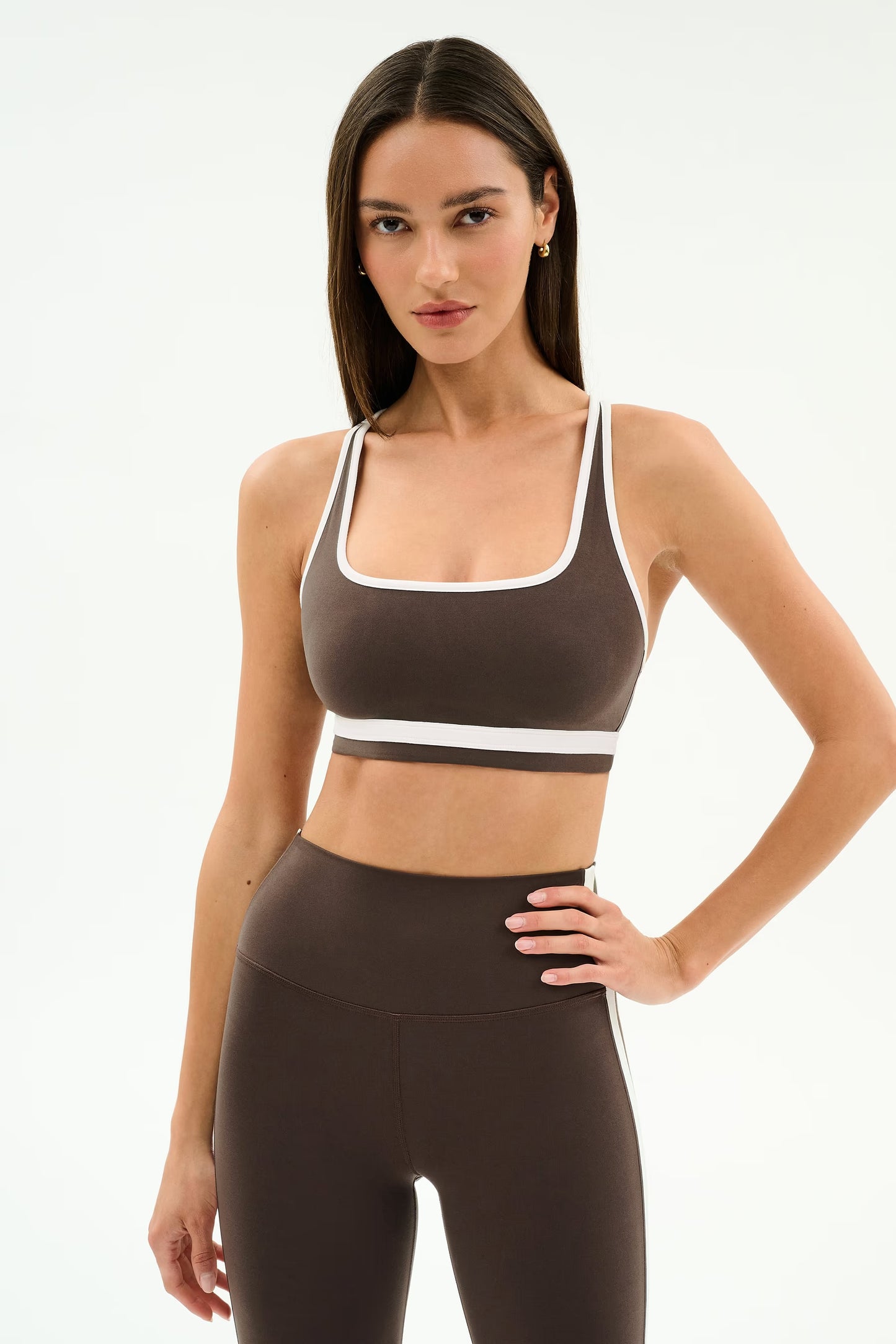 Splits59 Bianca Rigor Bra in Dark Chocolate/White