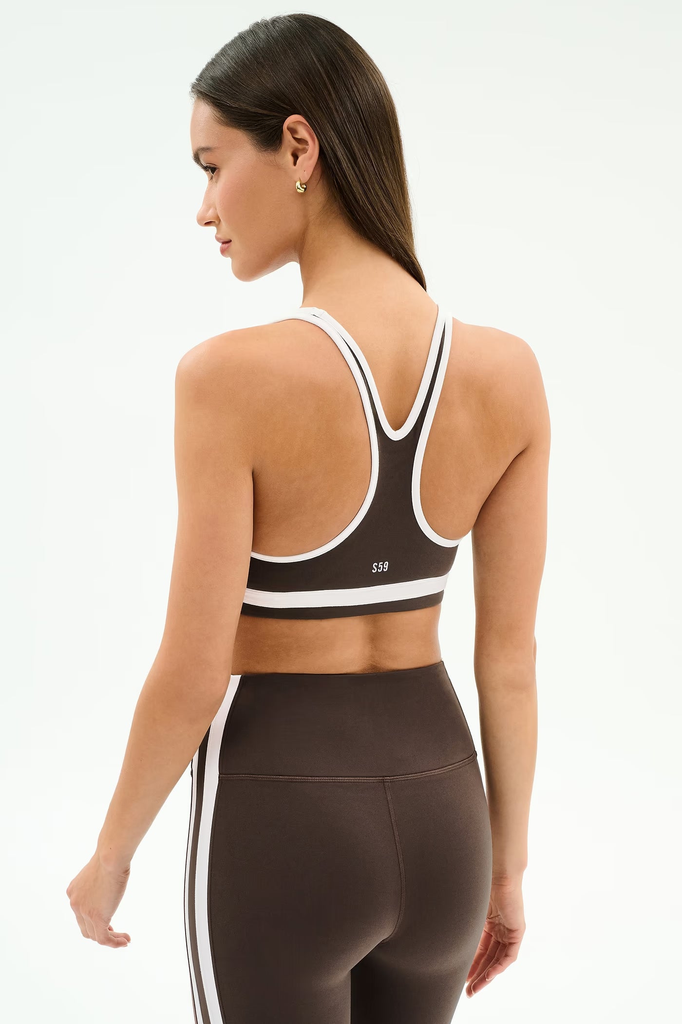Splits59 Bianca Rigor Bra in Dark Chocolate/White