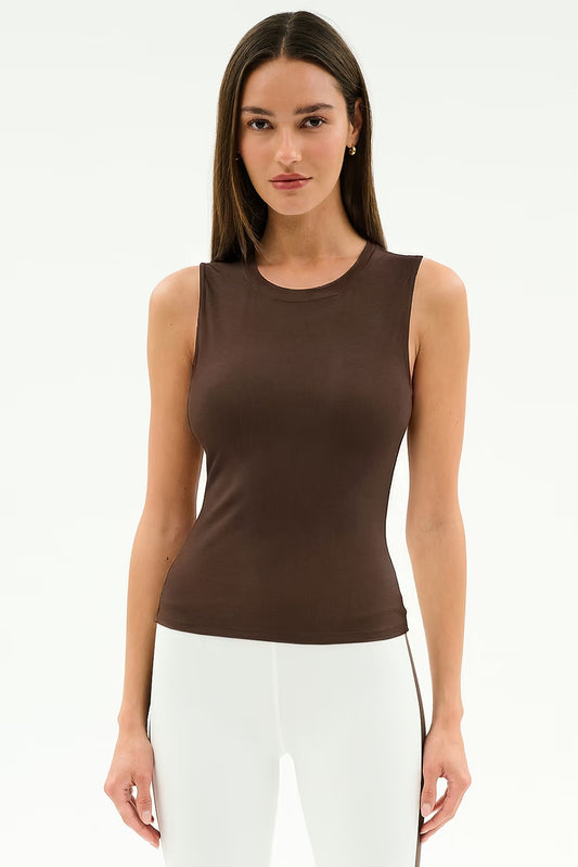 Splits59 Carter Airweight Lite Tank in Dark Chocolate