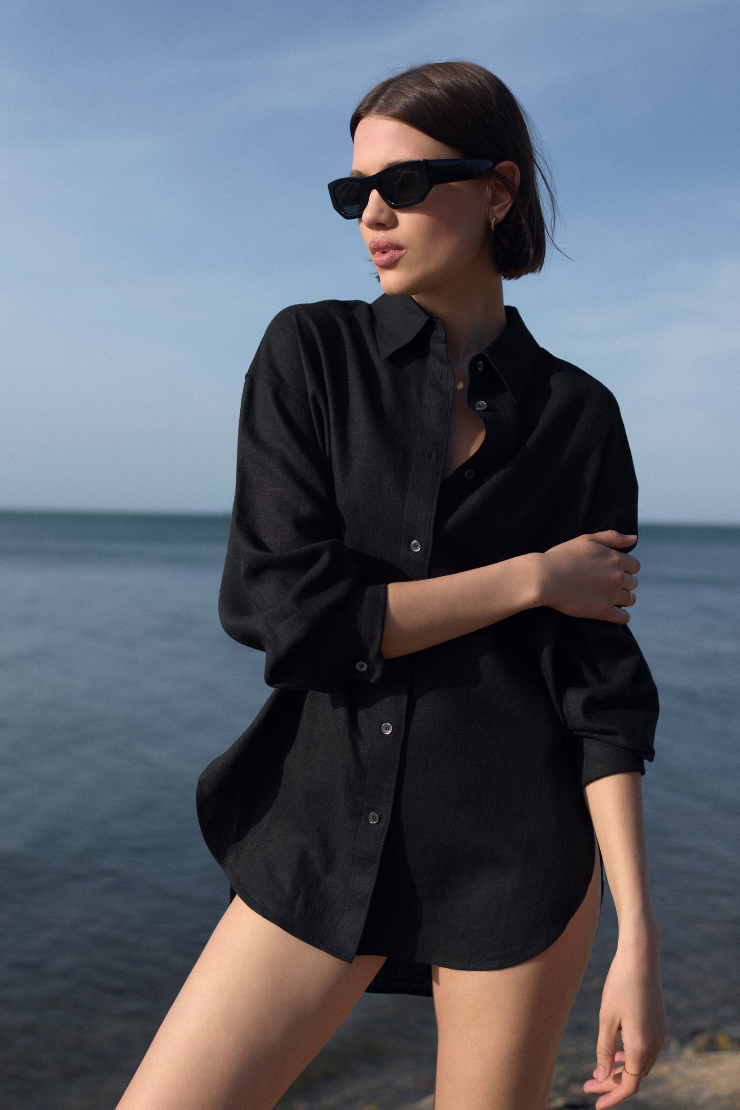Sold Out NYC The Linen Everything Shirt in Black
