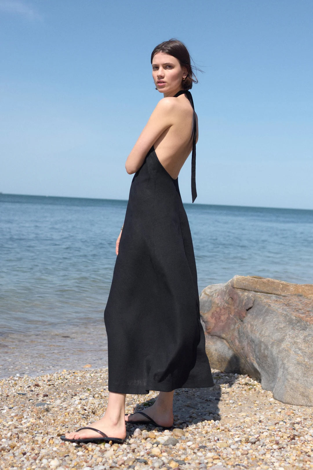 Sold out NYC The Fête Linen Dress in Black