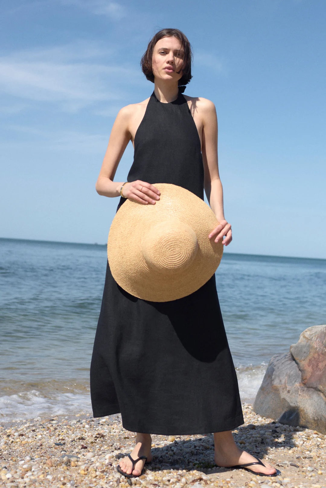 Sold out NYC The Fête Linen Dress in Black