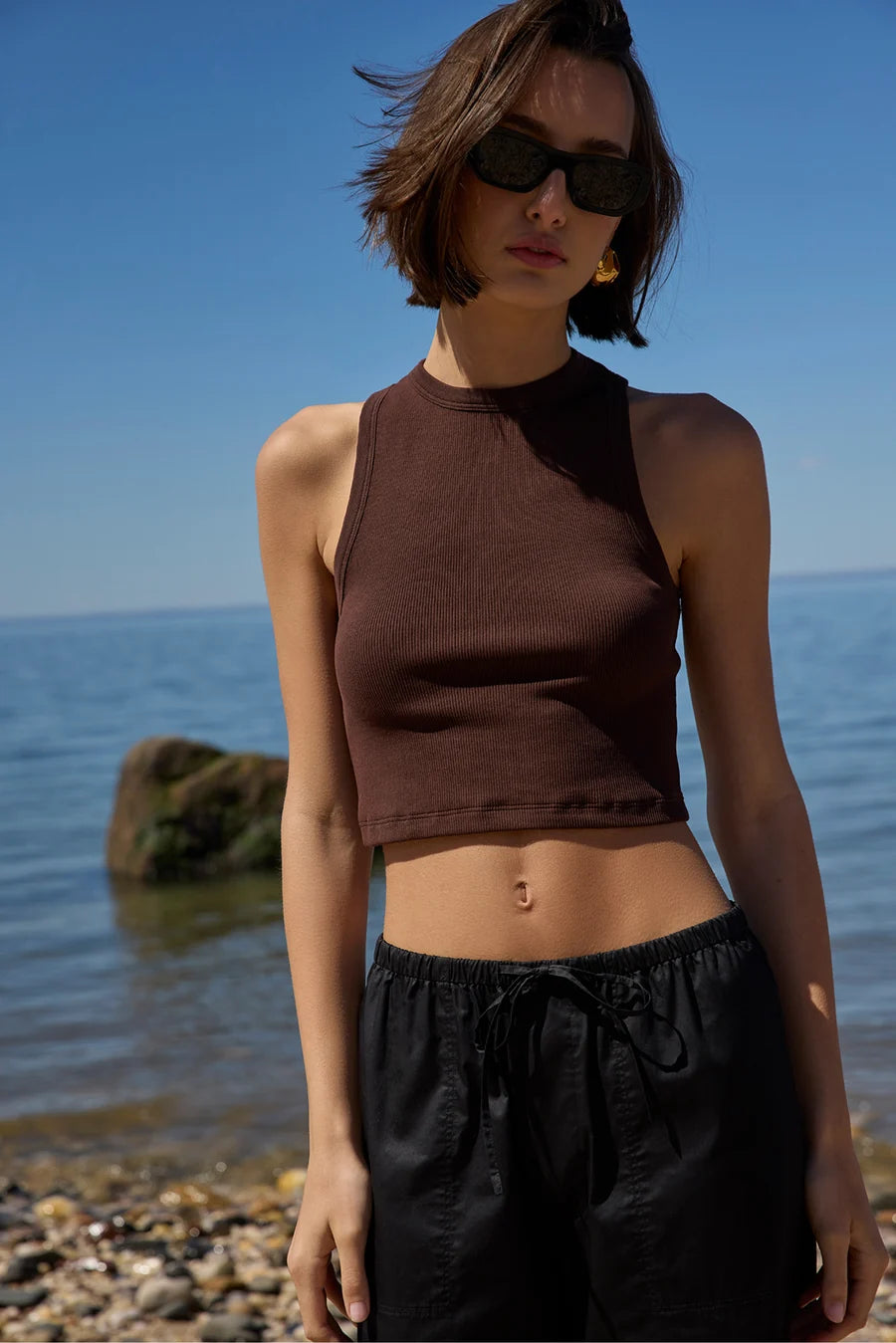 Sold Out NYC The Cropped Not So Basic Tank in Chocolate