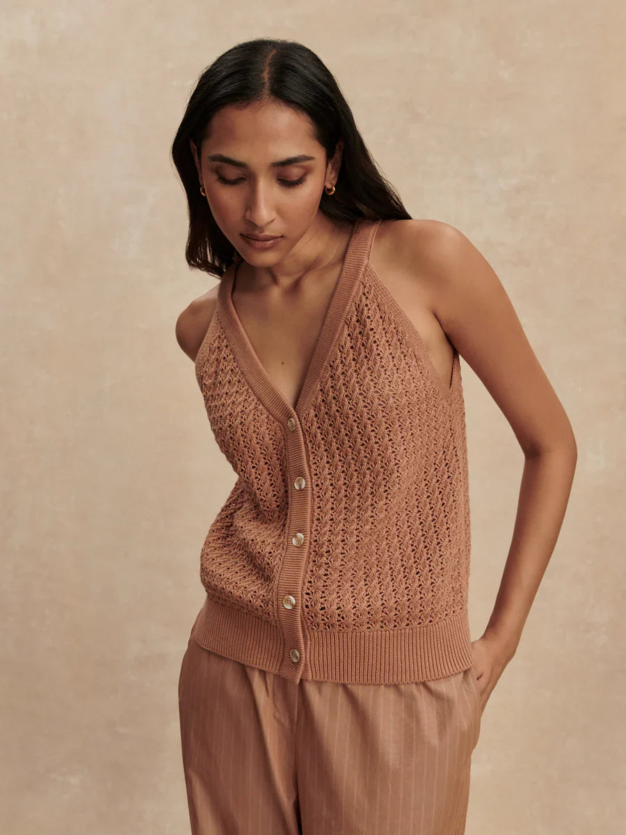 Varley Alessia Knit Tank in Camel