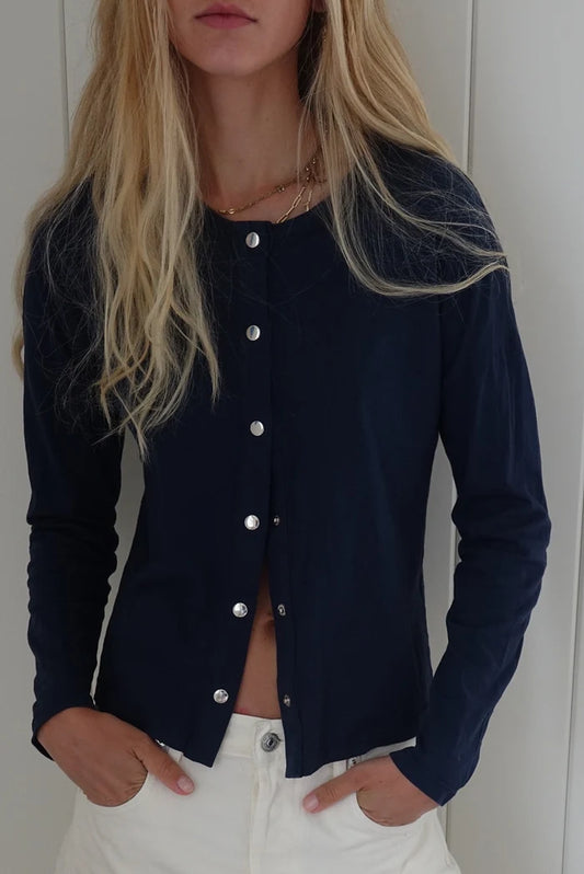 STOW Apparel Snap Tee in Navy