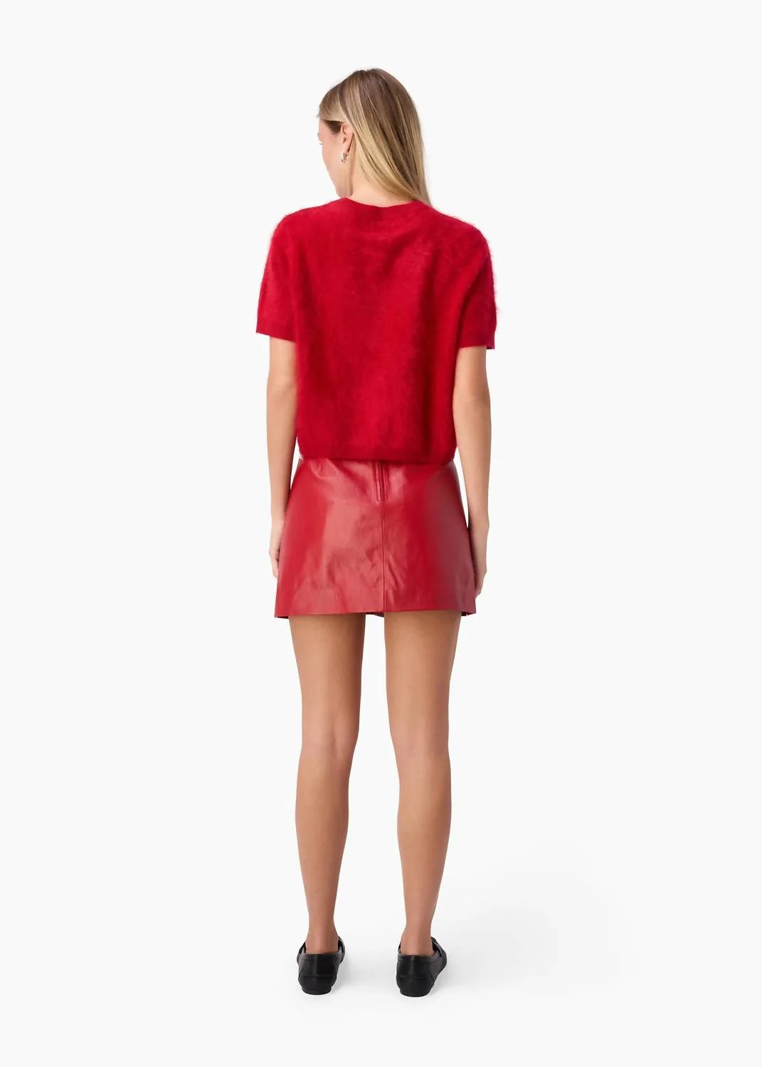 CAMI NYC Cillian Genuine Leather Mini Skirt in Poppy