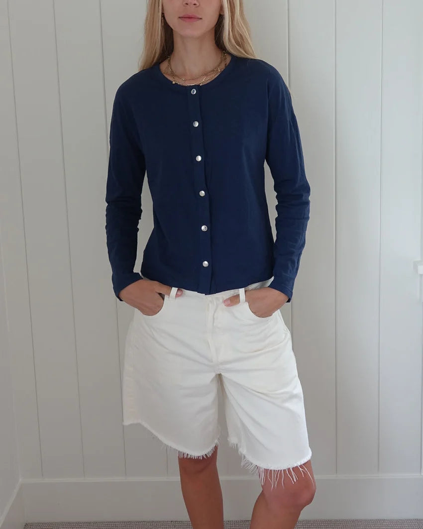 STOW Apparel Snap Tee in Navy
