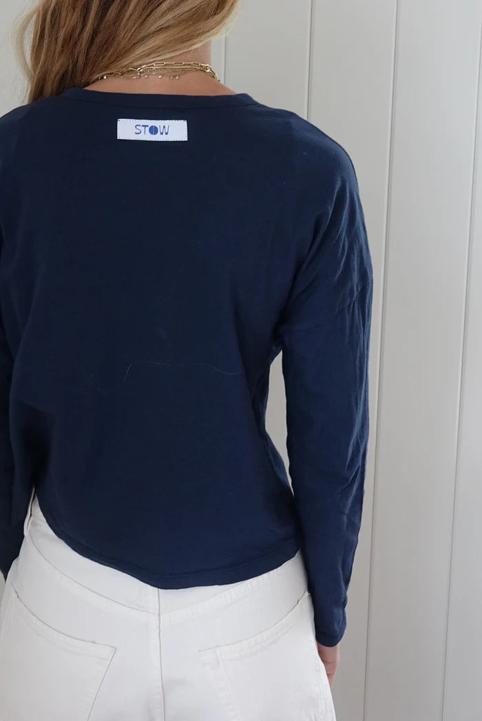 STOW Apparel Snap Tee in Navy