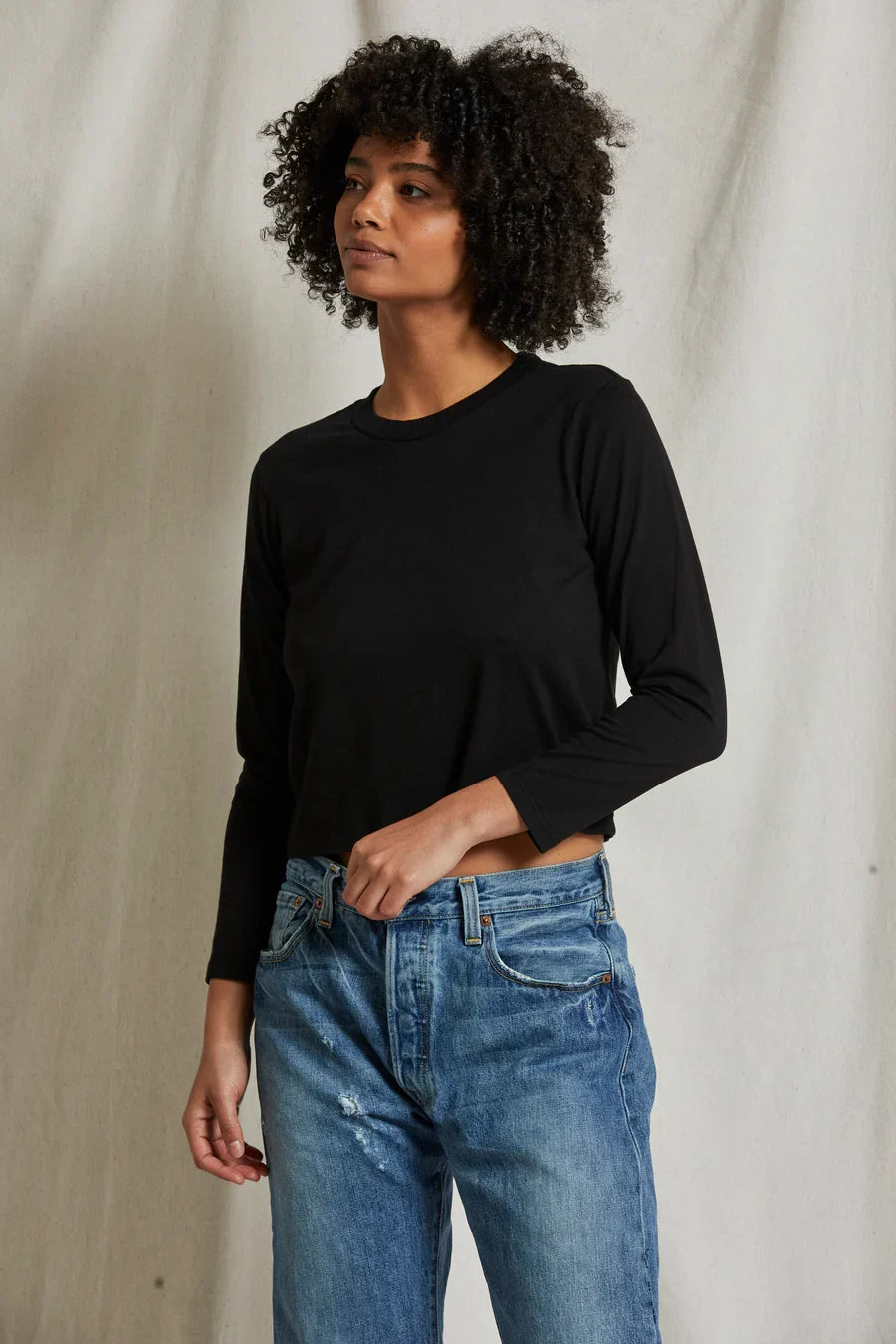 Perfectwhitetee Bruce Long Sleeve in Black