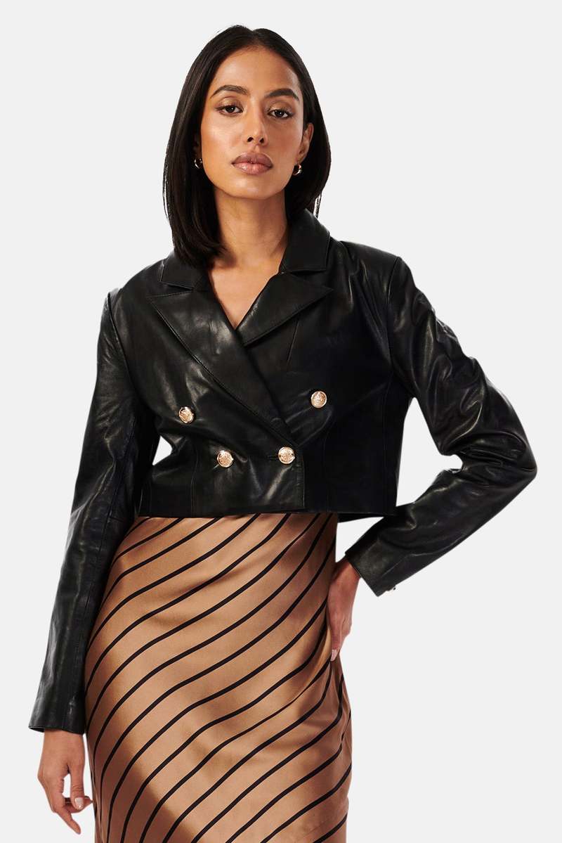 CAMI NYC Boa Genuine Leather Jacket Cropped