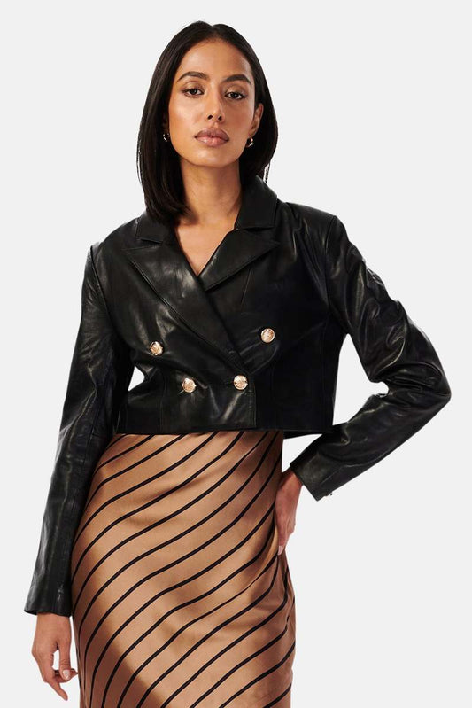 CAMI NYC Boa Genuine Leather Jacket Cropped