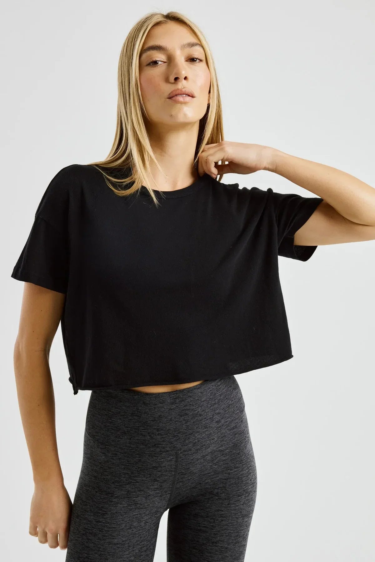 Year of Ours Crop Tee in Black