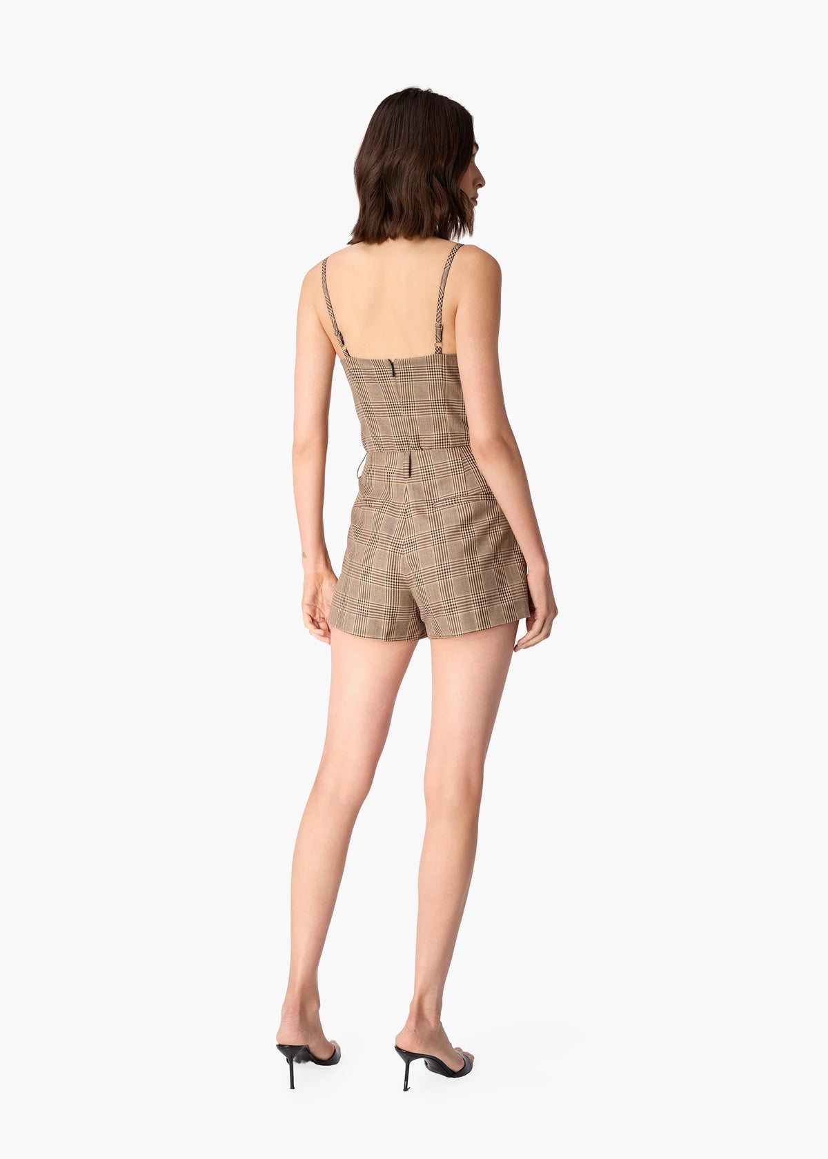 CAMI NYC Shirley Bodysuit in Beige Plaid