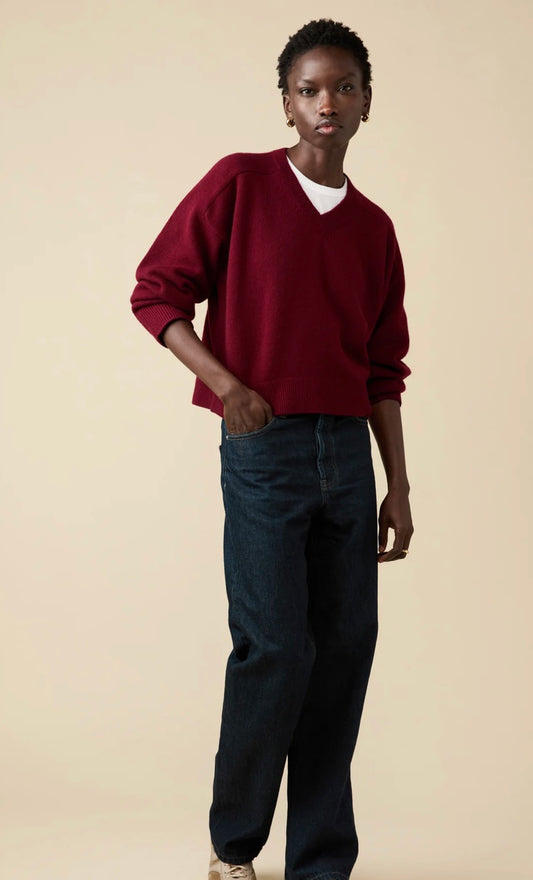Sold Out NYC Cashmere V-Neck in Wine