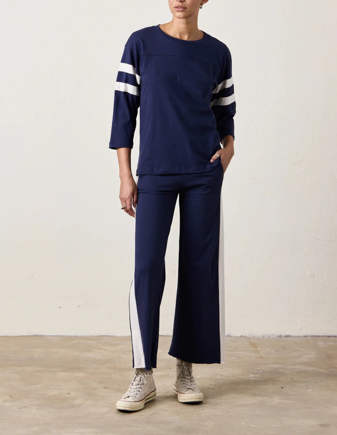 NSF Riley Sport Pants in Navy/Ivory