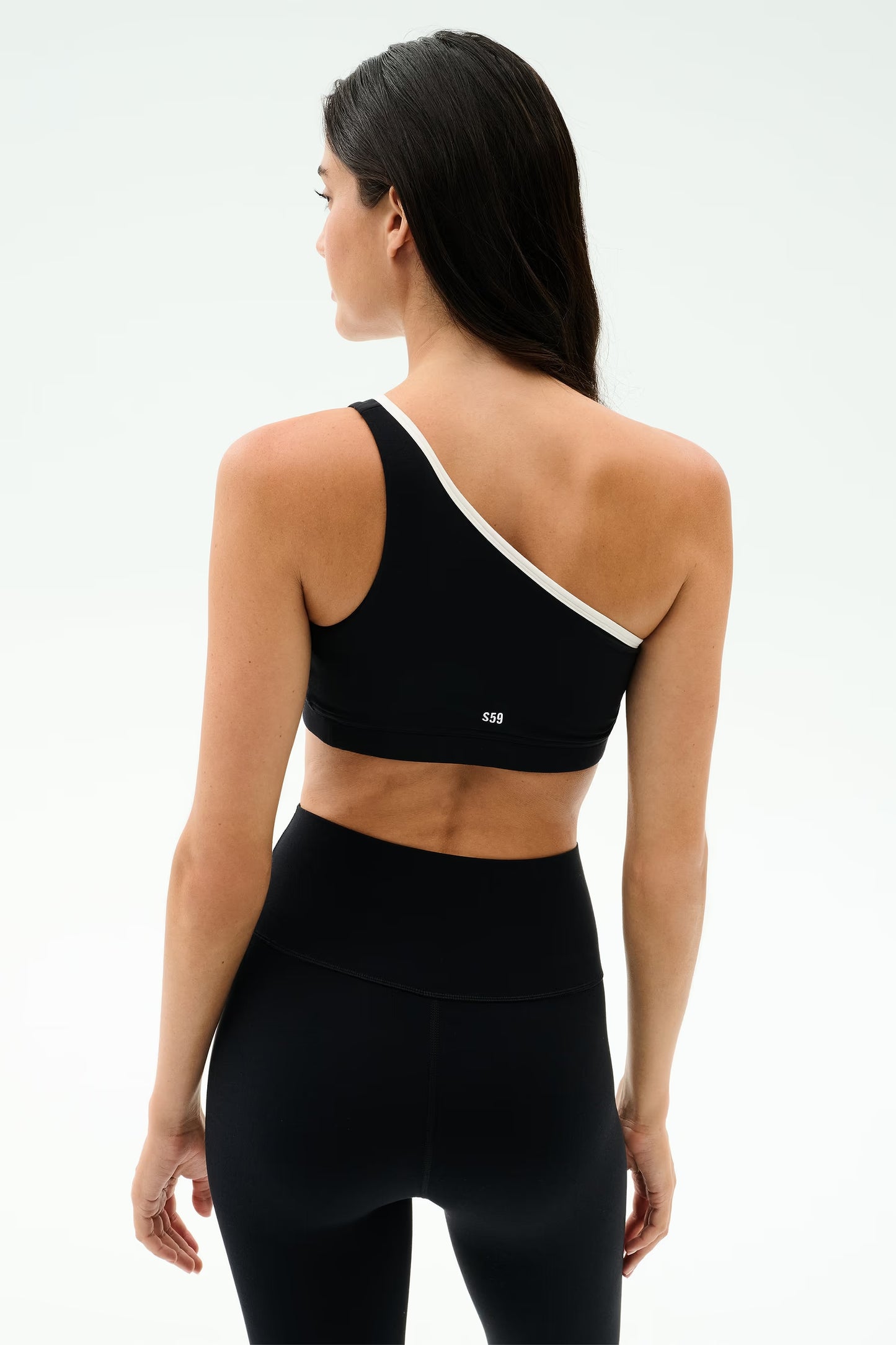 Splits59 Josie Airweight One Shoulder Bra in Black/White