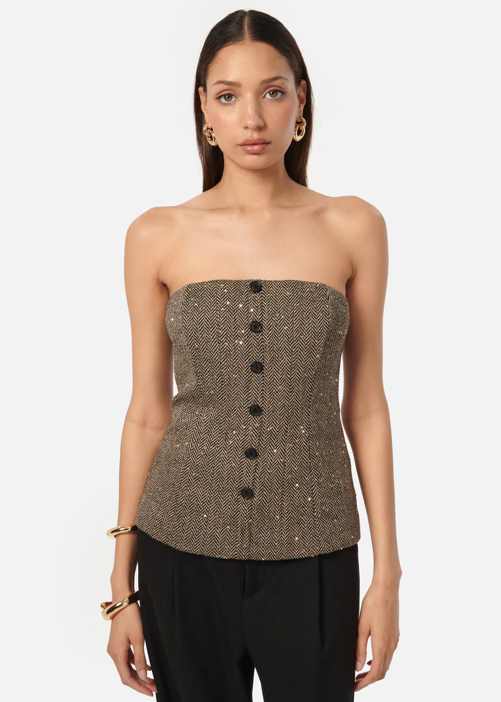 CAMI NYC Elliott Sequin Tweed Top