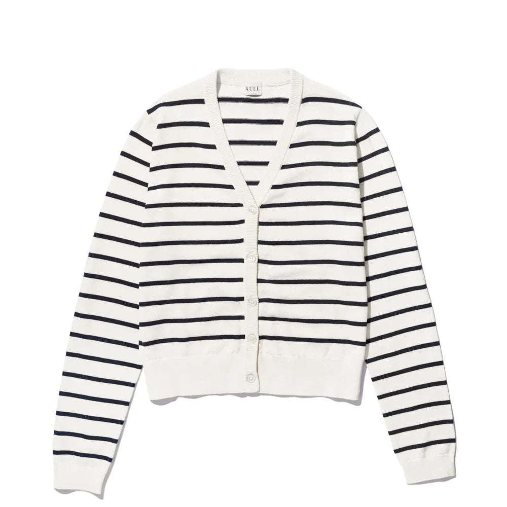 Kule The Clove Cardigan in Cream/Navy