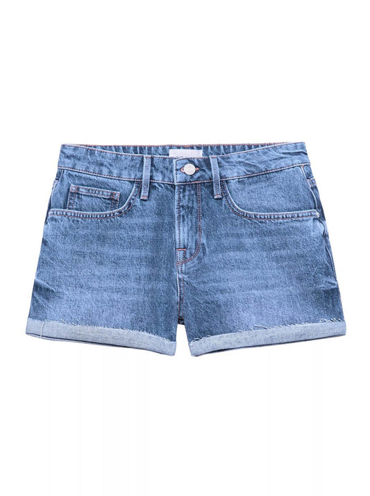 Frame Le Grand Garcon Cotton Denim Shorts in Del Amo