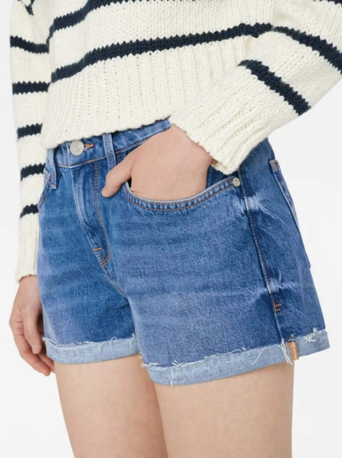 Frame Le Grand Garcon Cotton Denim Shorts in Del Amo