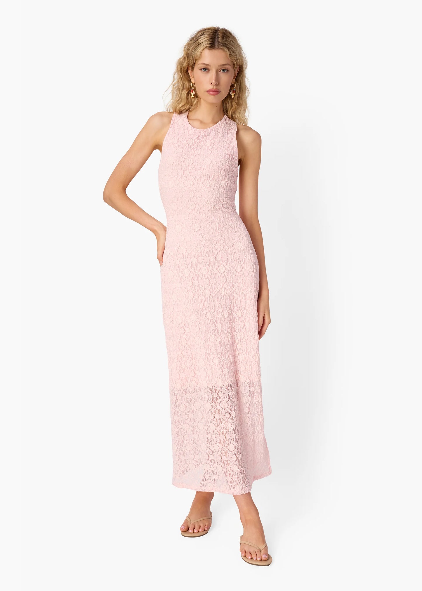 CAMI NYC Annison Stretch Lace Midi Dress in Dogwood