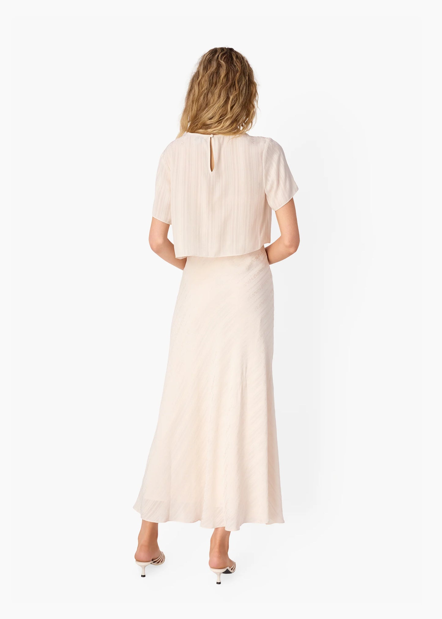Cami NYC Josey Jacquard Stripe Tee in Oat