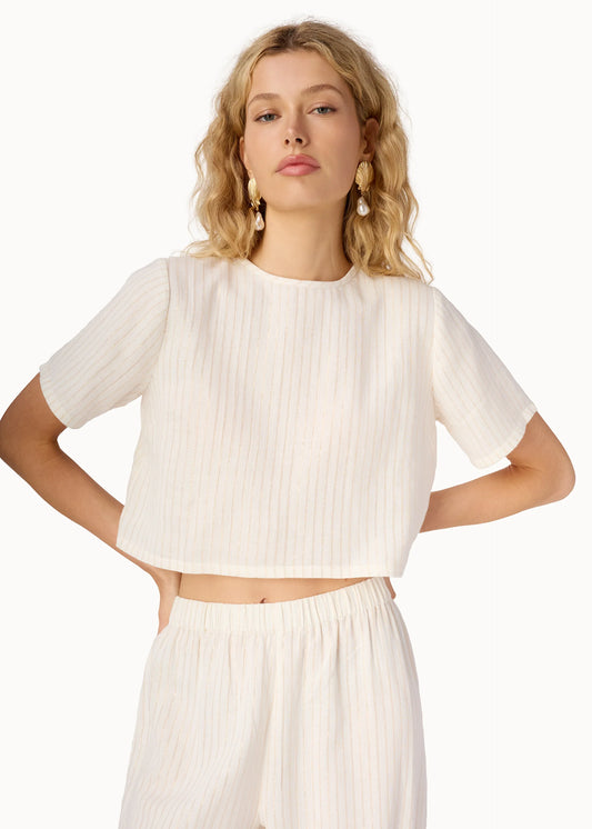 CAMI NYC Mica Metallic Cotton Tee in Ceramic