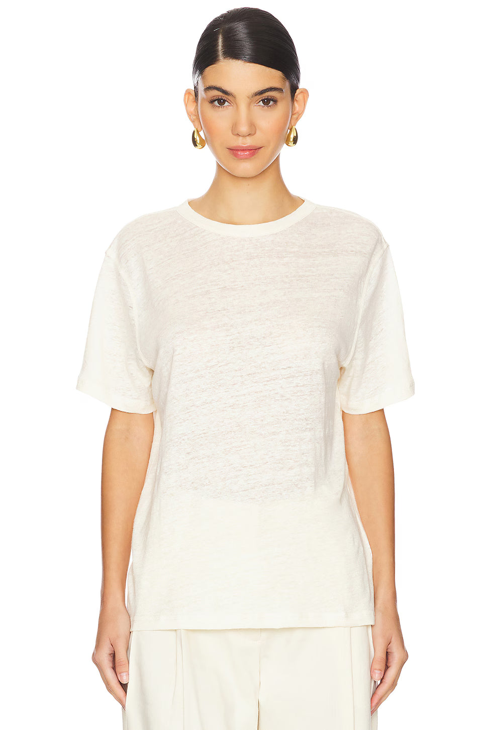 Sold Out NYC The Linen Perfect Tee in Cream