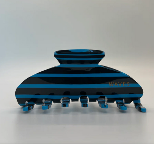 Waves by Sara J Claw Clip in Blue and Black Stripe