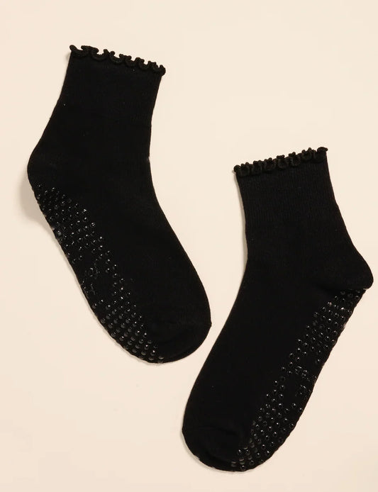 Hold for Three Midnight Black Grip Socks in Black