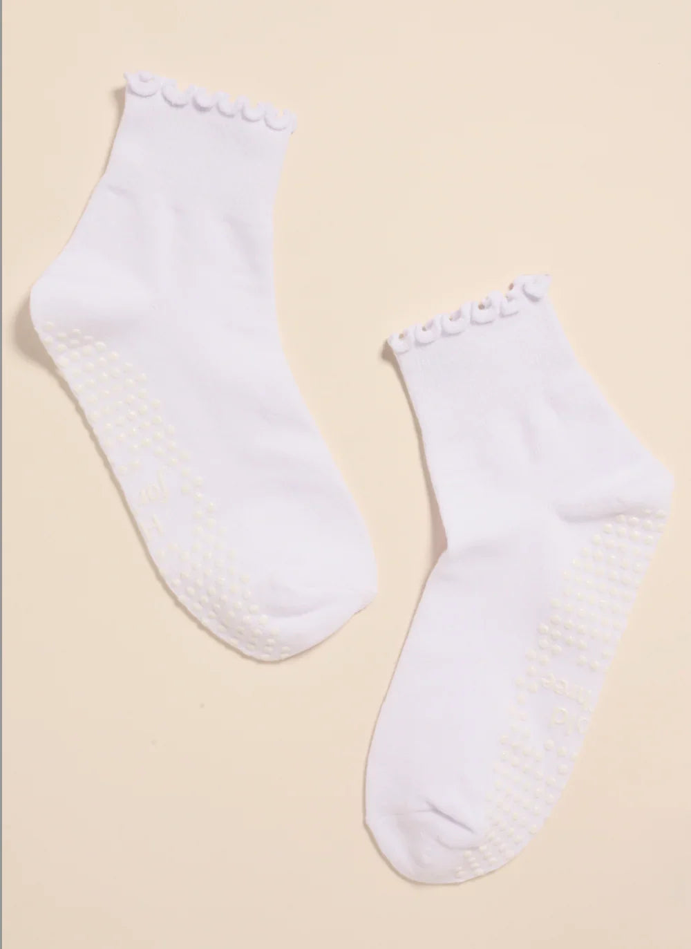 Hold for Three Frill Grip Socks in White