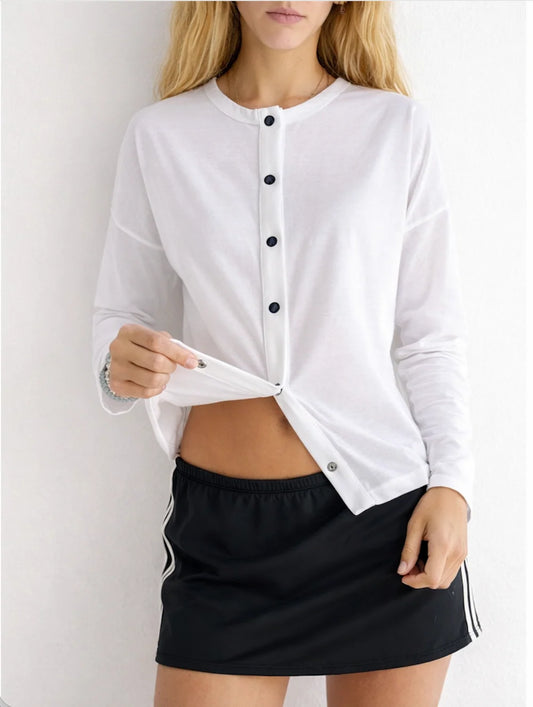 STOW Apparel Snap Tee in White