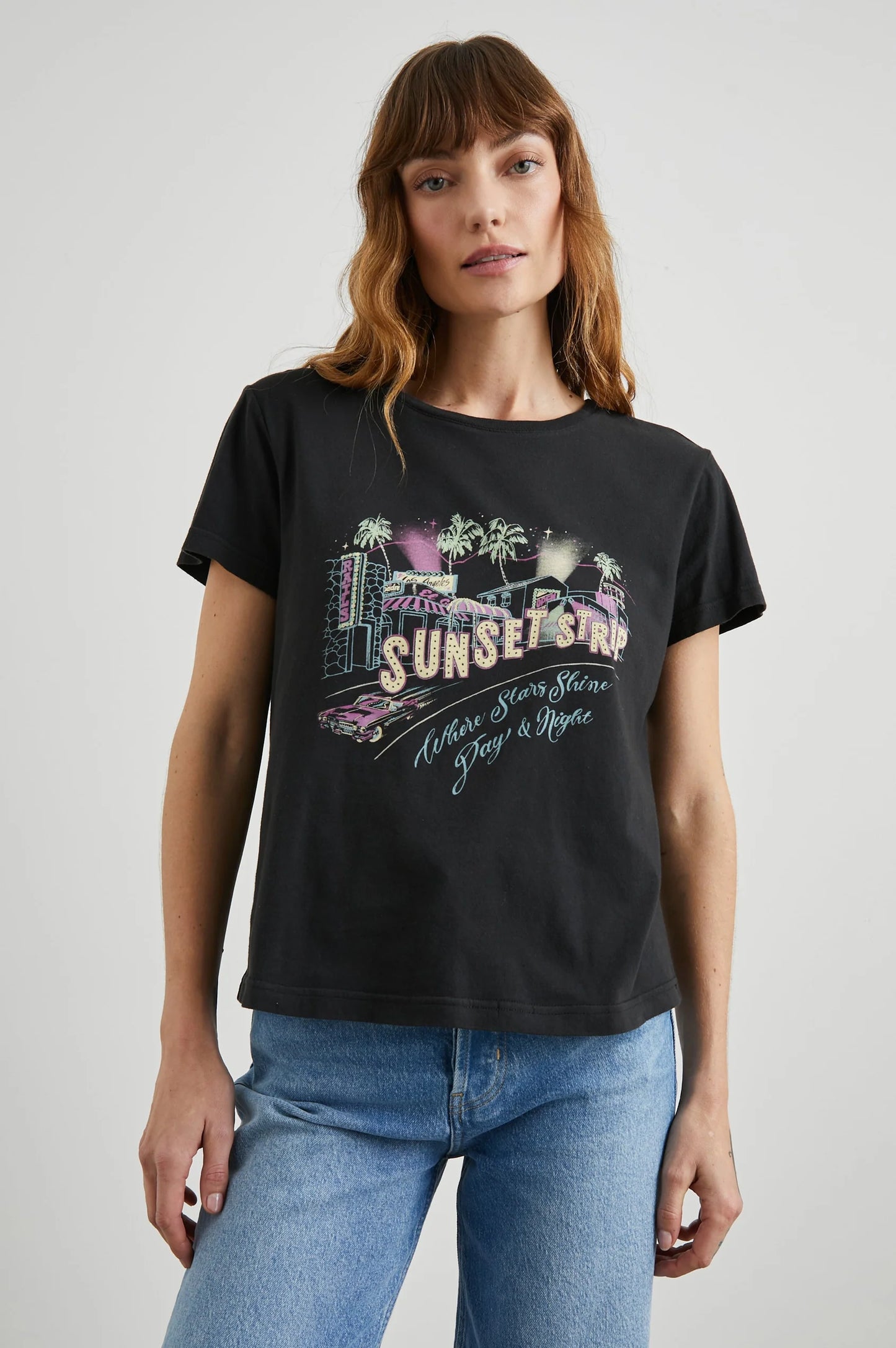 Rails The Classic Crew T-Shirt in Sunset Strip Washed Black