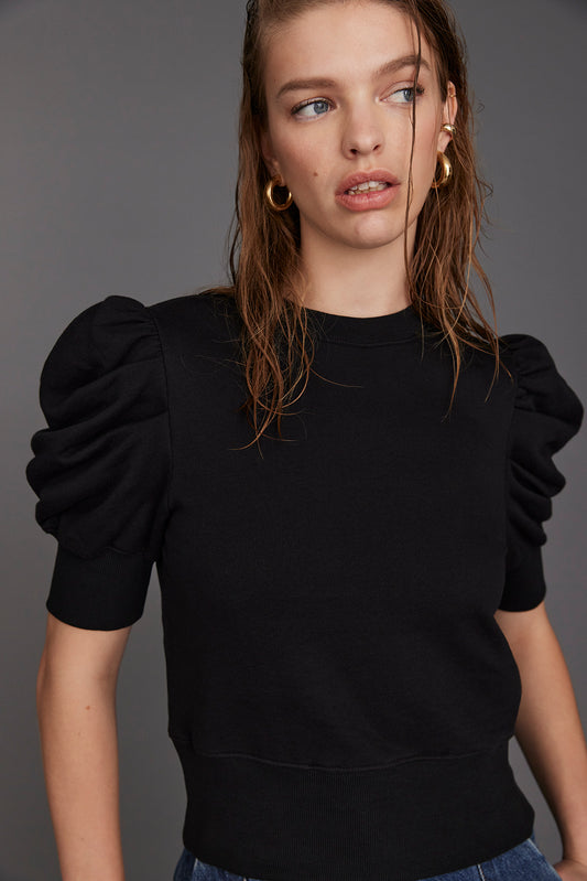 Sold Out NYC The Just Enough Puff Short Sleeve Sweatshirt in Black