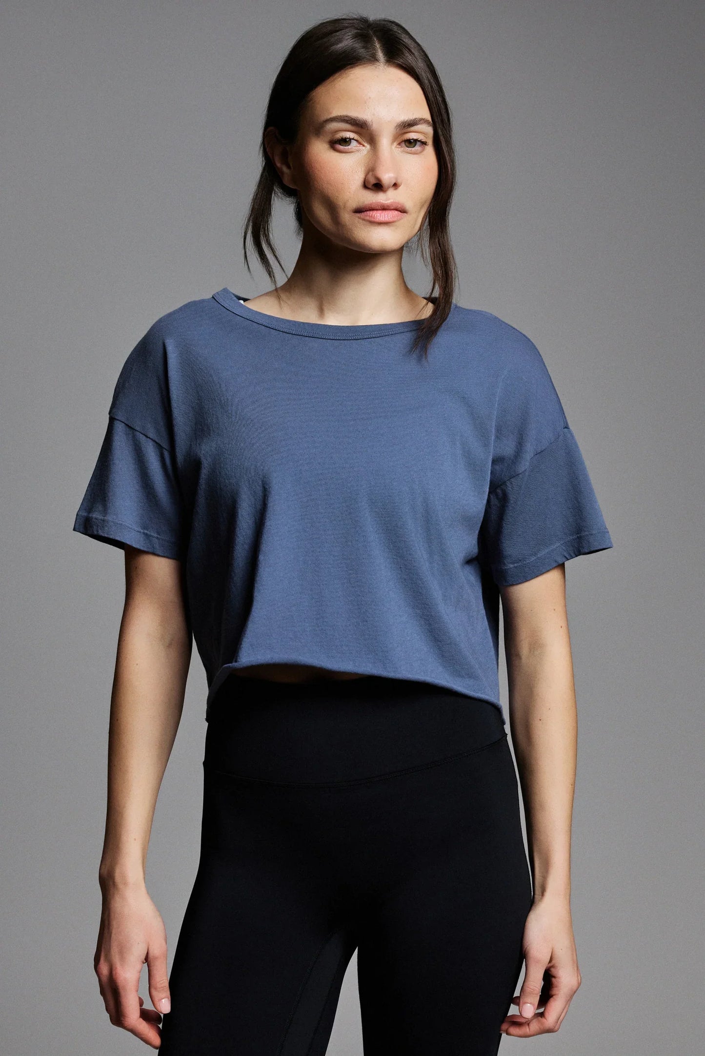 Year of Ours Crop Tee in Steel Grey